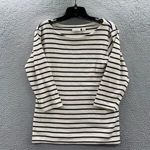 LL BEAN Sweater Womens Medium Top Striped 3/4 Sleeve*